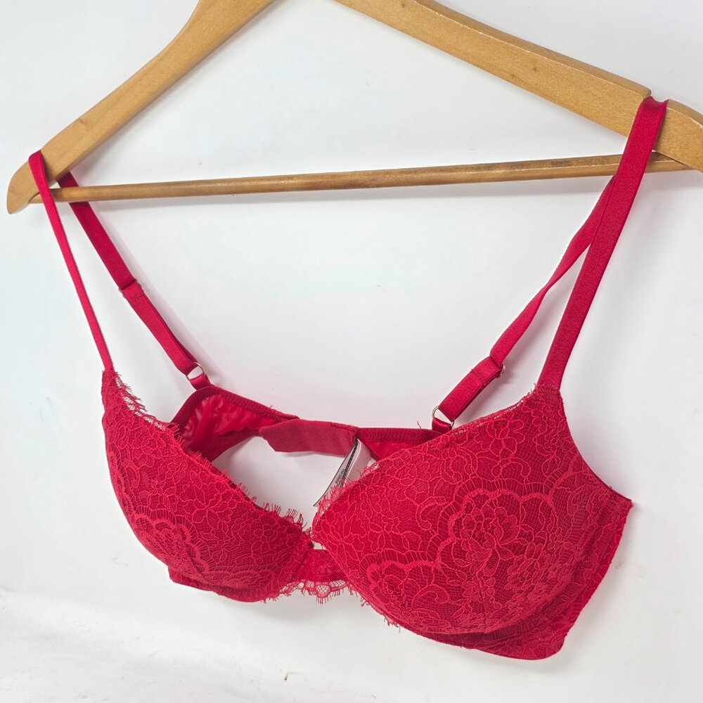 Victoria's Secret Dream Angels Push Up Bra Red Lace Women's 36C - Picture 2 of 4